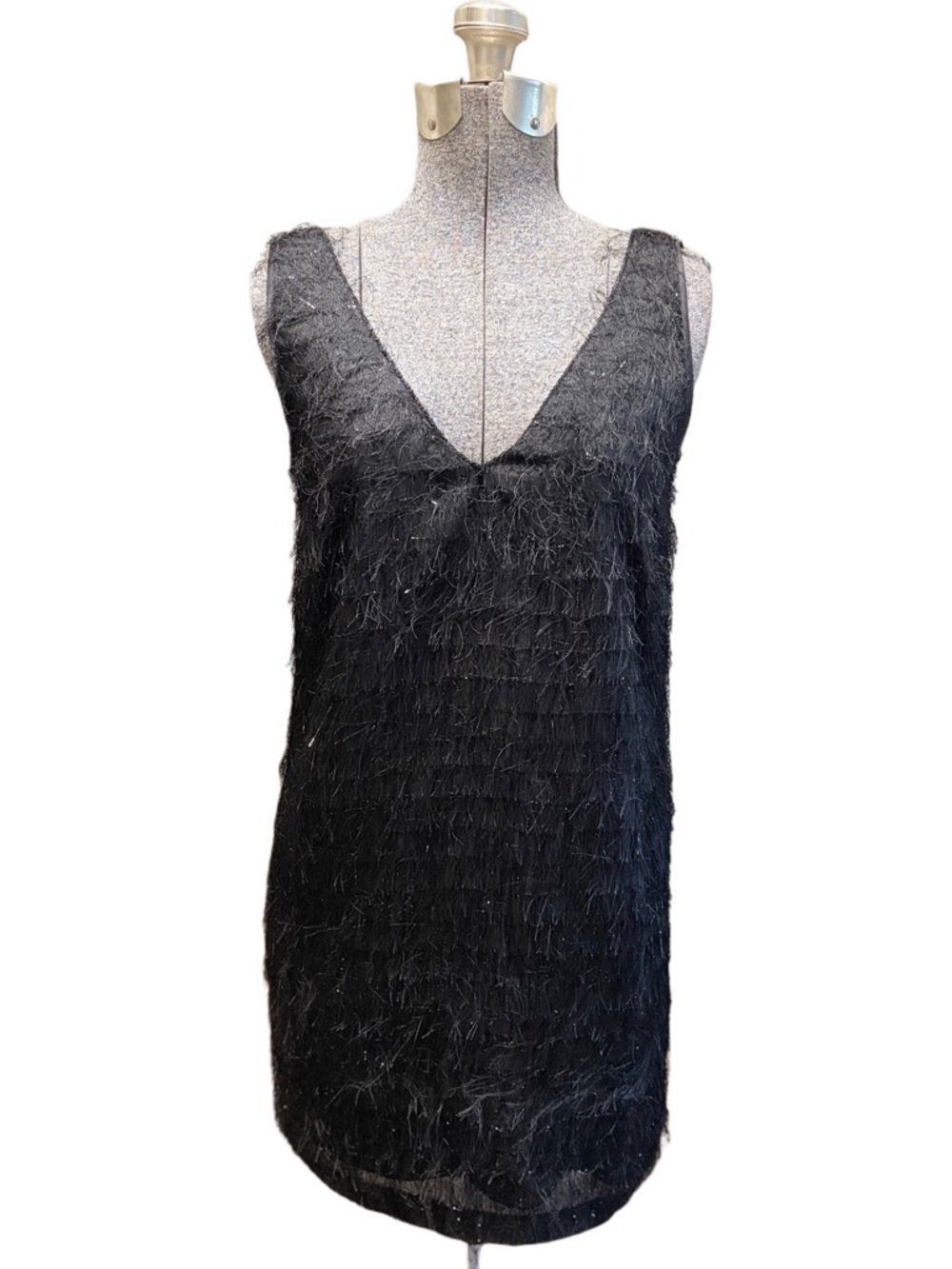 Laundry By Shelli Segal Black Fringe Mini Dress‎
